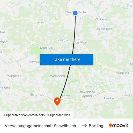 Verwaltungsgemeinschaft Schwäbisch Hall to Börtlingen map