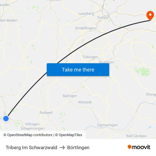 Triberg Im Schwarzwald to Börtlingen map