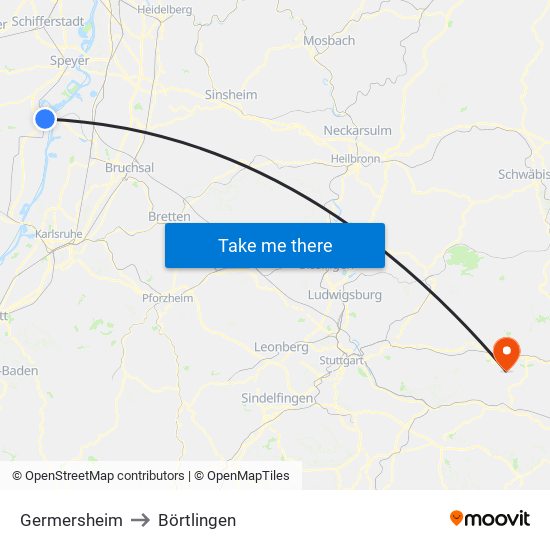 Germersheim to Börtlingen map