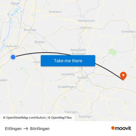 Ettlingen to Börtlingen map