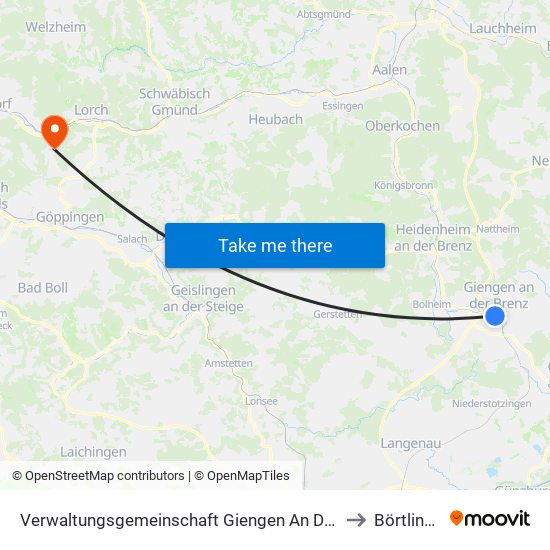 Verwaltungsgemeinschaft Giengen An Der Brenz to Börtlingen map
