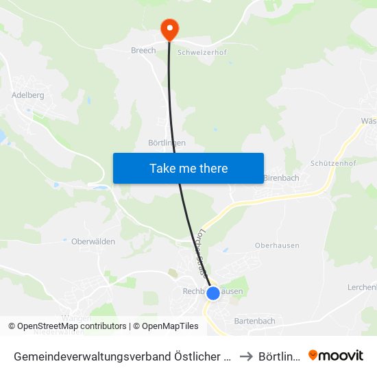 Gemeindeverwaltungsverband Östlicher Schurwald to Börtlingen map