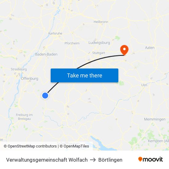 Verwaltungsgemeinschaft Wolfach to Börtlingen map