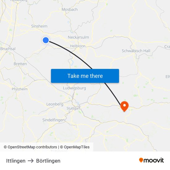 Ittlingen to Börtlingen map