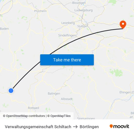 Verwaltungsgemeinschaft Schiltach to Börtlingen map