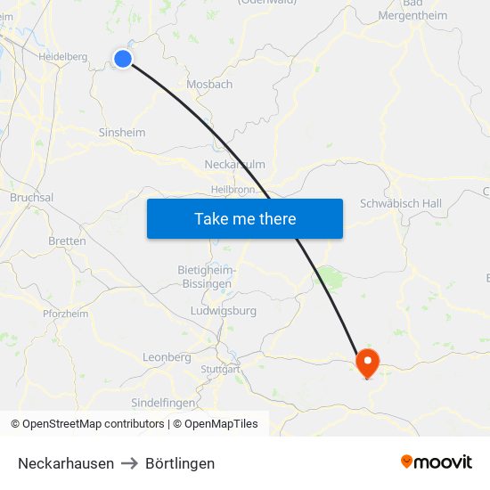 Neckarhausen to Börtlingen map