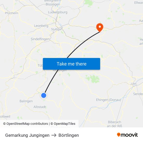 Gemarkung Jungingen to Börtlingen map