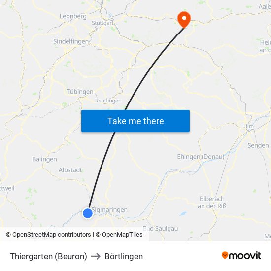 Thiergarten (Beuron) to Börtlingen map