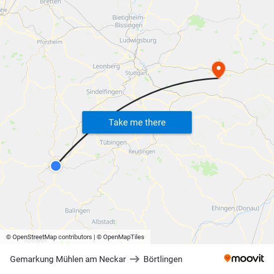 Gemarkung Mühlen am Neckar to Börtlingen map