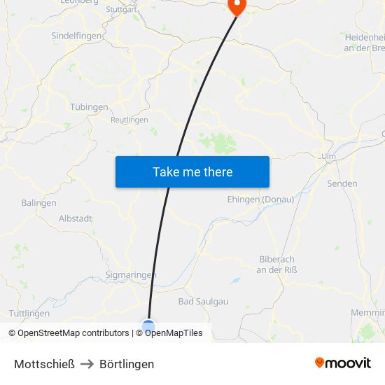 Mottschieß to Börtlingen map