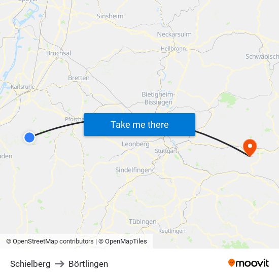 Schielberg to Börtlingen map