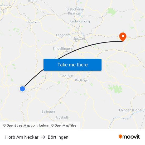 Horb Am Neckar to Börtlingen map