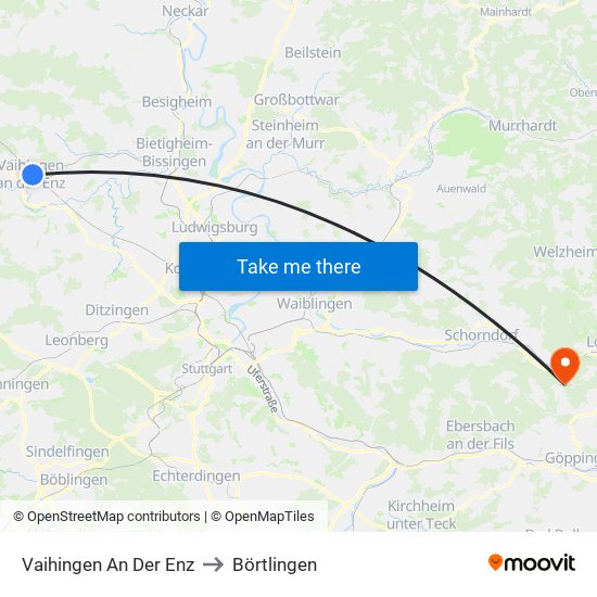 Vaihingen An Der Enz to Börtlingen map