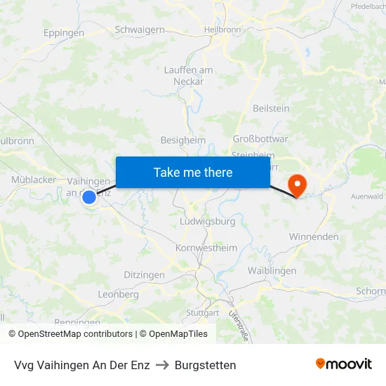 Vvg Vaihingen An Der Enz to Burgstetten map