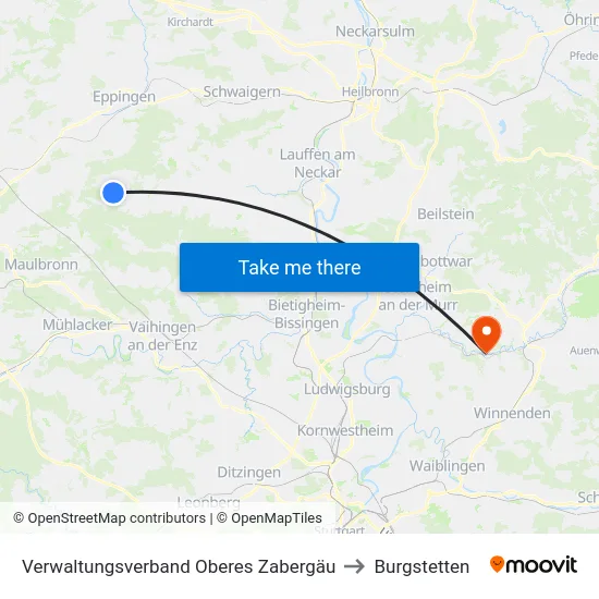 Verwaltungsverband Oberes Zabergäu to Burgstetten map