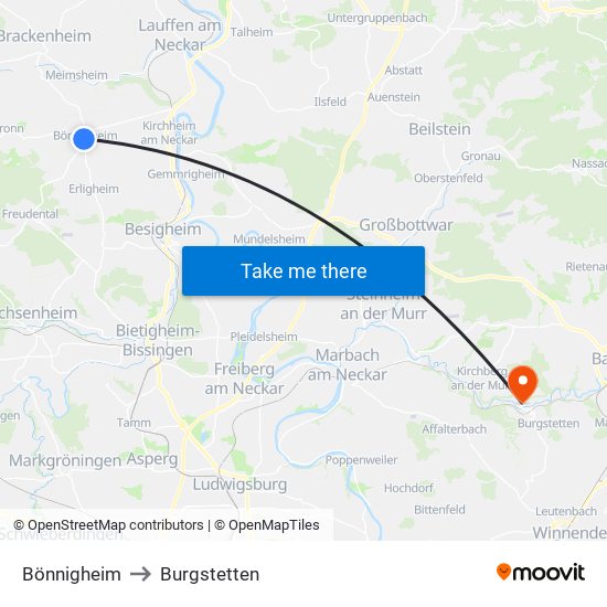 Bönnigheim to Burgstetten map