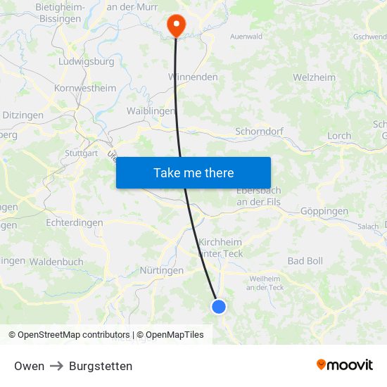 Owen to Burgstetten map