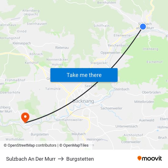 Sulzbach An Der Murr to Burgstetten map
