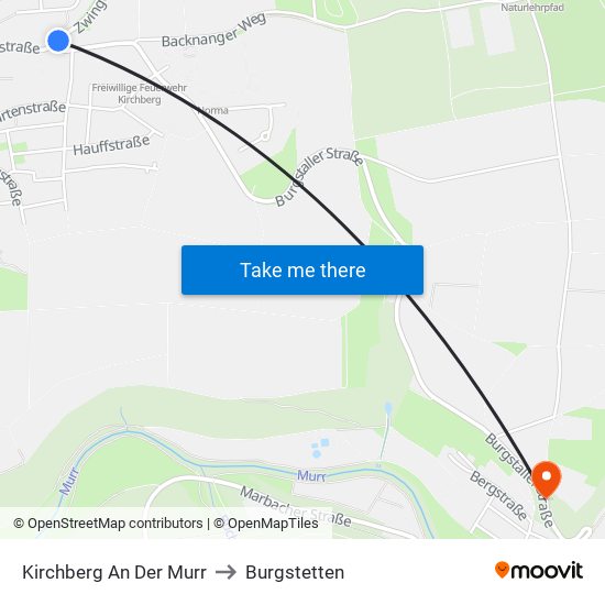 Kirchberg An Der Murr to Burgstetten map