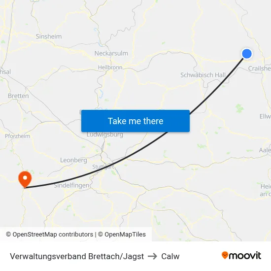 Verwaltungsverband Brettach/Jagst to Calw map
