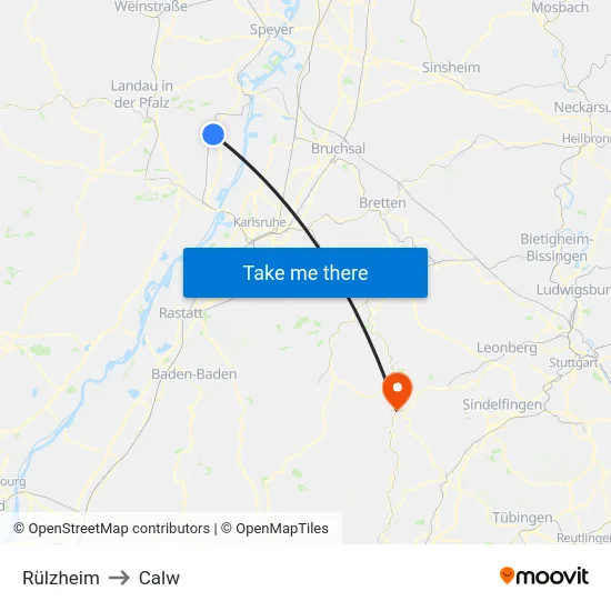 Rülzheim to Calw map