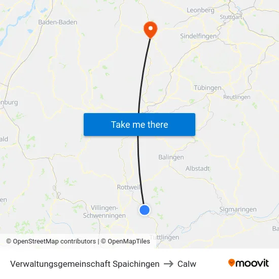 Verwaltungsgemeinschaft Spaichingen to Calw map