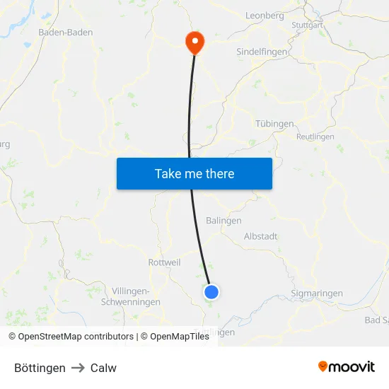 Böttingen to Calw map