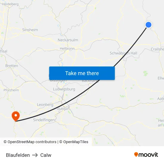 Blaufelden to Calw map