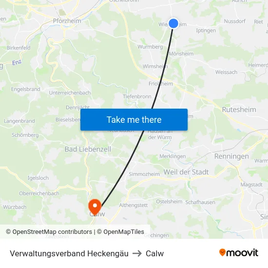Verwaltungsverband Heckengäu to Calw map