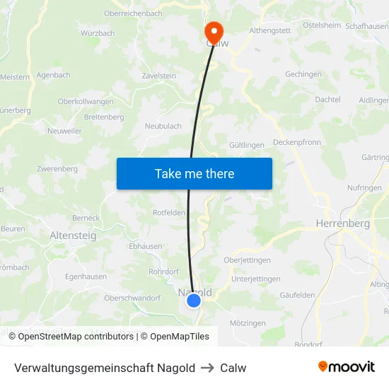 Verwaltungsgemeinschaft Nagold to Calw map