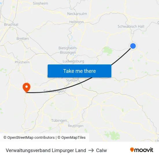 Verwaltungsverband Limpurger Land to Calw map