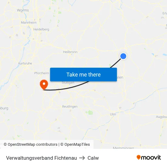Verwaltungsverband Fichtenau to Calw map