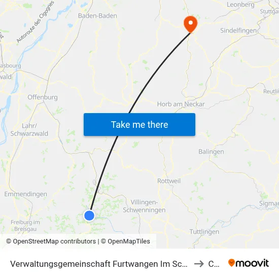 Verwaltungsgemeinschaft Furtwangen Im Schwarzwald to Calw map
