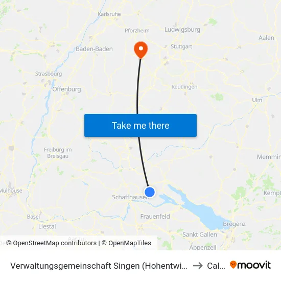 Verwaltungsgemeinschaft Singen (Hohentwiel) to Calw map