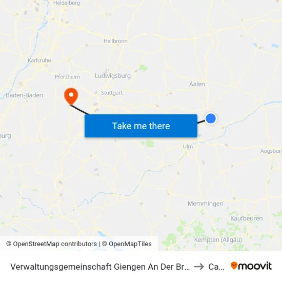 Verwaltungsgemeinschaft Giengen An Der Brenz to Calw map