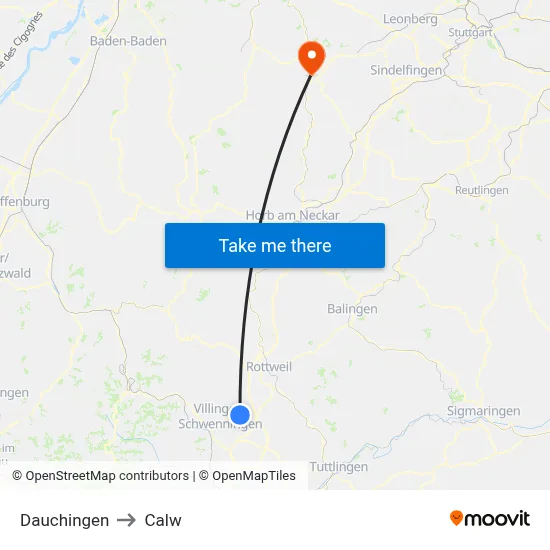 Dauchingen to Calw map
