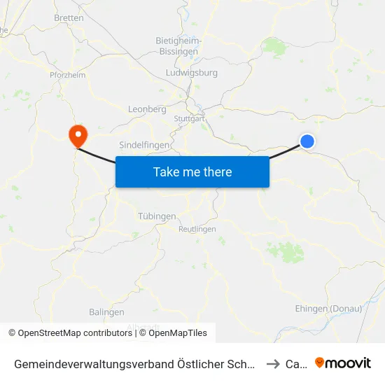 Gemeindeverwaltungsverband Östlicher Schurwald to Calw map