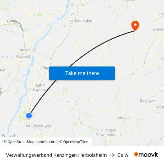 Verwaltungsverband Kenzingen-Herbolzheim to Calw map