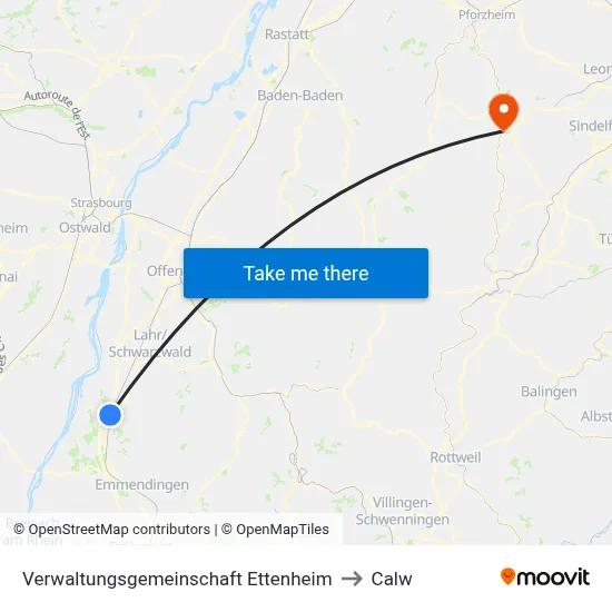 Verwaltungsgemeinschaft Ettenheim to Calw map