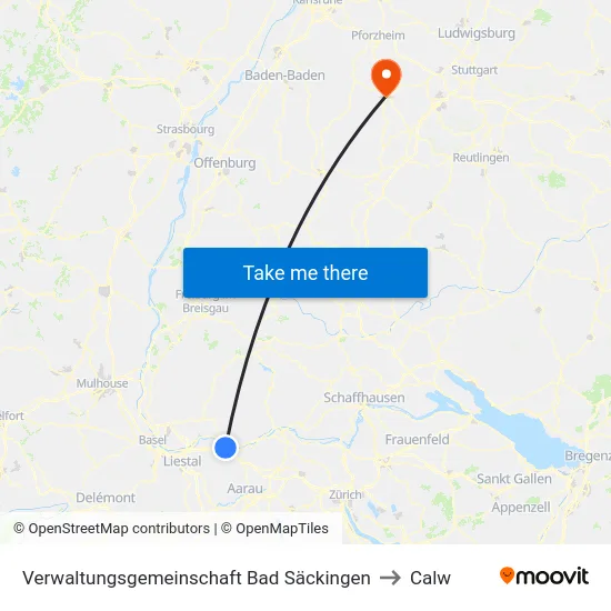 Verwaltungsgemeinschaft Bad Säckingen to Calw map