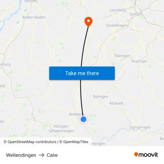 Wellendingen to Calw map