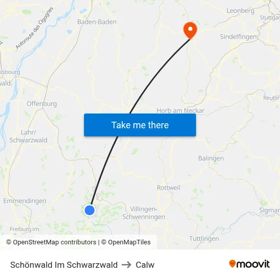 Schönwald Im Schwarzwald to Calw map