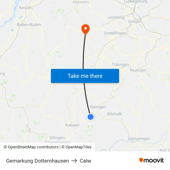 Gemarkung Dotternhausen to Calw map