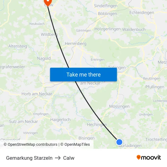 Gemarkung Starzeln to Calw map