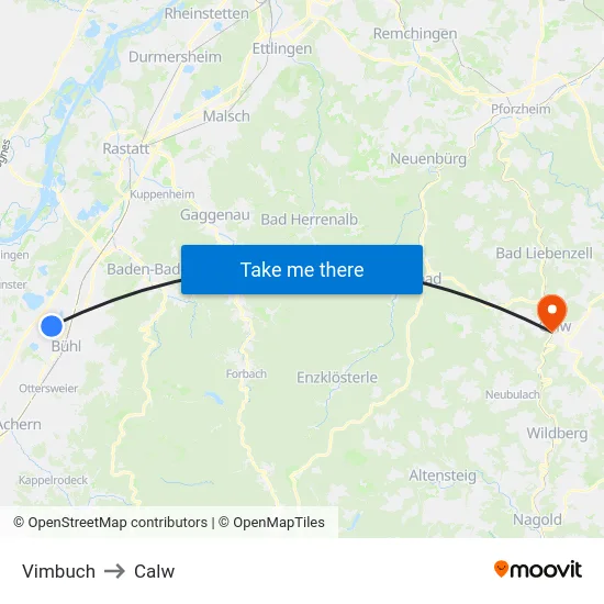 Vimbuch to Calw map