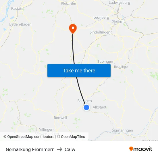 Gemarkung Frommern to Calw map