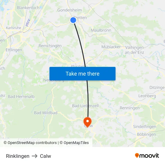 Rinklingen to Calw map