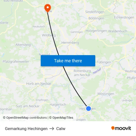 Gemarkung Hechingen to Calw map