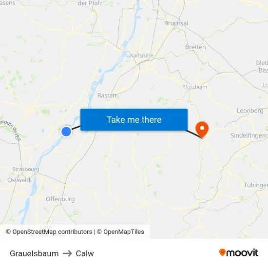 Grauelsbaum to Calw map