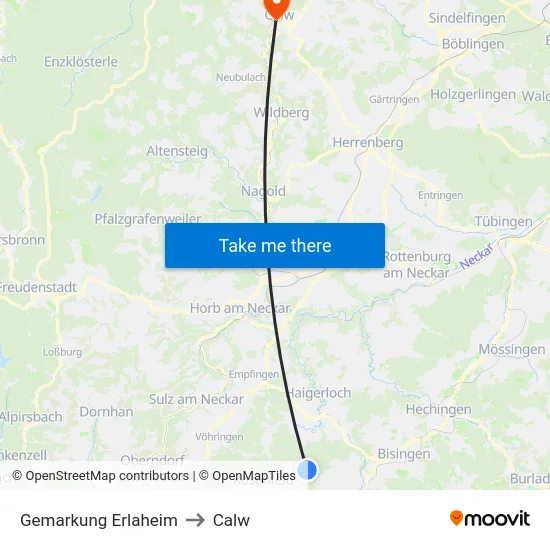 Gemarkung Erlaheim to Calw map